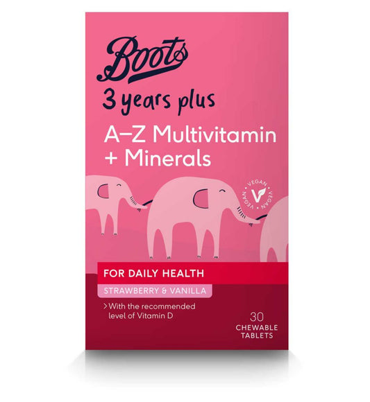 Boots 3 years plus A-Z Multivitamin + Minerals Chewable Tablets