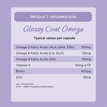 Glossy Coat Omega for Cats & Dogs 120 Caps